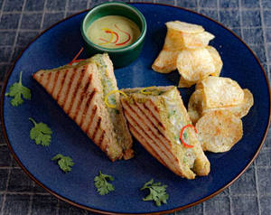 Grilled Vegetable & Cheese Sandwich With Chips