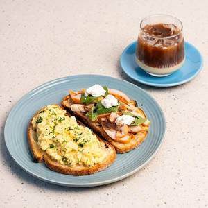 Vietnamese Style Iced Coffee + Scrambled Eggs On Sourdough Combo
