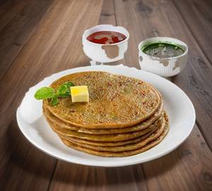 Mix Paratha Fry Amul Butter with dahi and pickle