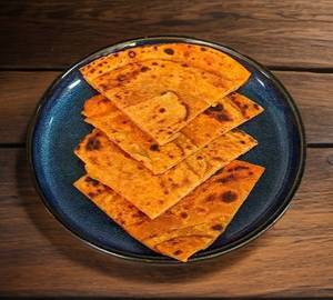 Lal Mirchi Prantha with dahi and pickle