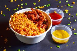 Schezwan Fried Rice with Chilly Chicken Dry