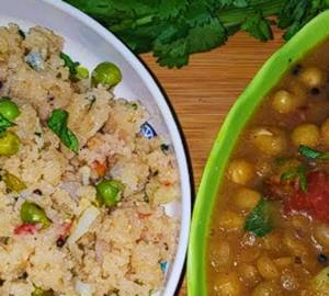 Upma Meal (Upma+ Matar Curry+ Aloo Chop)