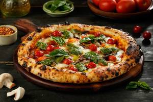 Sourdough Mixed Vegetable Pizza with Pesto Sauce