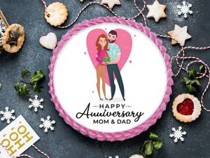 Happy Anniversary Mom & Dad Photo Cake