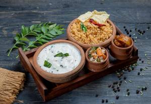 Curd Rice + Chettinad Vathakulambu Rice Bowl