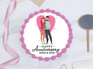 Happy Anniversary Mom & Dad Photo Cake