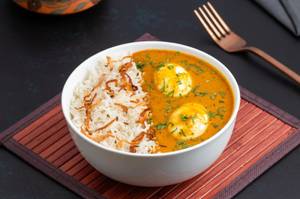 South Indian Style Egg Curry with Jeera Rice