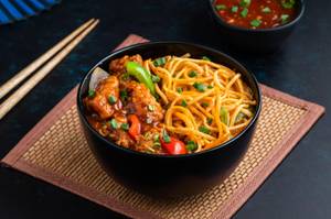 Drunken Chicken with Garlic Hakka Noodles Bowl