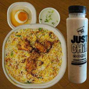 Chicken Biryani (Mini) + Butter Milk + Custard,  Combo [serves 1]