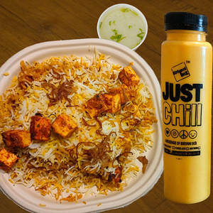 Paneer 65 Biryani (Mini) + Mango Lassi, Combo [serves1]