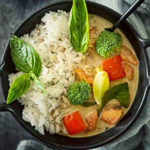 Veg Green Thai Curry With Jasmine Rice
