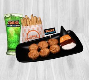 Classic Mix Veg. Fried Momos (6 Pcs) + French Fries (With Dip) Any Mojito