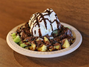Fruits With Nutella, Chocolate And Whipped Cream