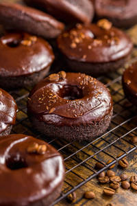 Coffee chocolate doughnuts                     