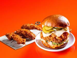 The Louis Fried Chicken Burger+ Korean Wings