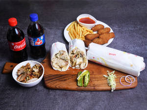 Fully Loaded Shawarma + Spicy Shawarma + French Fries + Cold Drink