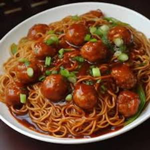 Veg Noodles with Manchurian Gravy 