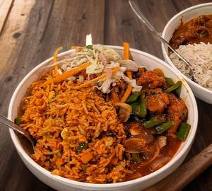 Szechuan Fried Rice With Chilly Chicken & Salad