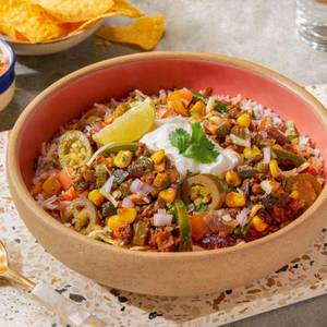 Roasted Zucchini & Corn Burrito Bowl (Spicy)