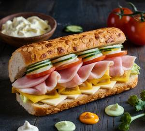 Triple Cheese Double Chicken Ham Sub