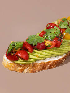 Torched Avocado, Cherry Tomato Salsa, Cream Cheese, Cilantro