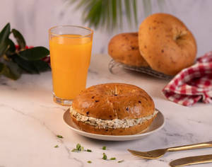 Bagel Sandwich and Beverage Meal