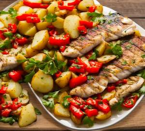 Grilled Fish In Lemon Butter Sauce Salad