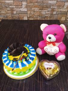 Pineapple Cake [500 grams] Delicious Chocolate and Teddy [6 inches]