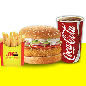 Crispy Veg Burger+ Fries + Coke (300 Ml)