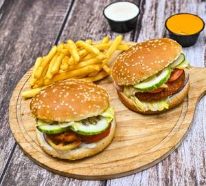 2 Crispy Veg Burger With French Fries Combo