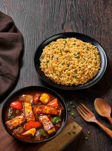 Paneer Hot Garlic & Chow Fried Rice