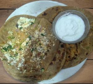 Paneer paratha combo with dahi achaar Amul products fortune oil we use