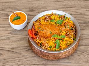 Chicken leg biryani ( 1 leg  1 box ) with raita