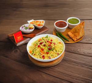 Indori Poha + Samosa   Combo