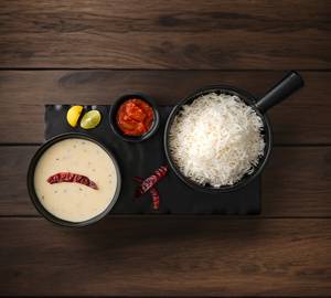 Gujarati Kadhi With Plain Rice And Salad