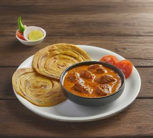 Two paratha with chicken masala