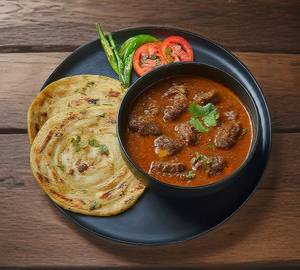 Two paratha with beef masala
