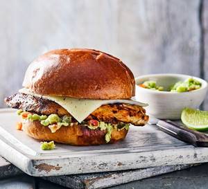 Mexican chicken cheese burger