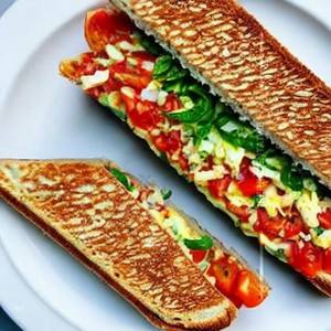 Tomato Omelette Toast Sandwich