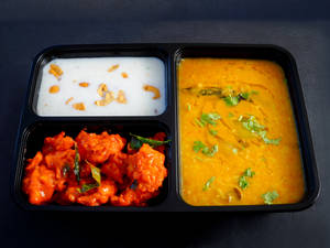 Ghee Sambhar & Kaju Curd Rice Meals with Chicken 65