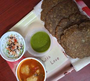 4 Kuttu Ki Puri And Aloo Sabzi With Fresh Aloo Raita And Green Chutney & Salad                                                   