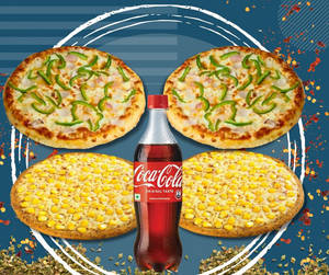 4 Veg Pizza With 750 Ml Cold Drink