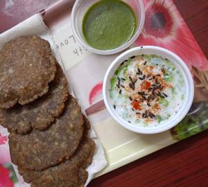 4 Kuttu Ki Puri With Fresh Aloo Raita And Green Chutney & salad                                                   