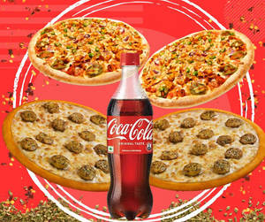 2 Chicken Kabab Pizza + @ 2 Maxican Chicken Pizza +750 Ml Cold Drink
