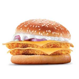 Crispy Chicken Double Patty Burger with Double Cheese Slice.