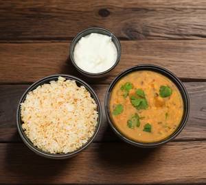 Jeera Rice(half) + Dal Fry(half) + Malaidar Dahi