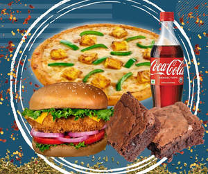 1 Panner Burger + 1 Panner Pizza + 2 Choco Brownie + 750 Ml Cold Drink