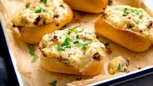 Mushroom Cheese Garlic Bread