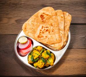 2 sada paratha with chole sabji and dahi