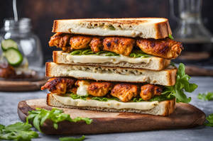 Grilled Tandoori Chicken Cheese Double Decker Sandwich